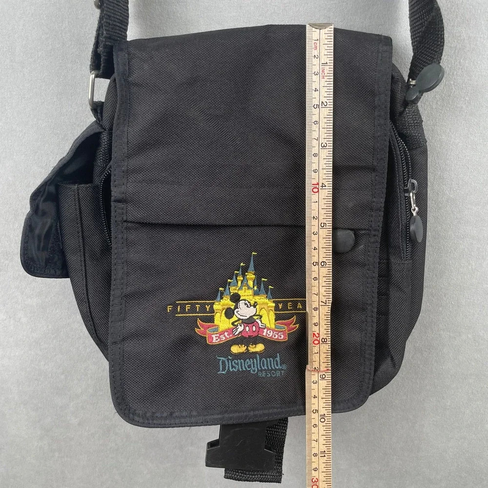 Disneyland Resort 50th Anniversary Mickey Mouse Black Canvas Crossbody Bag 2005‎